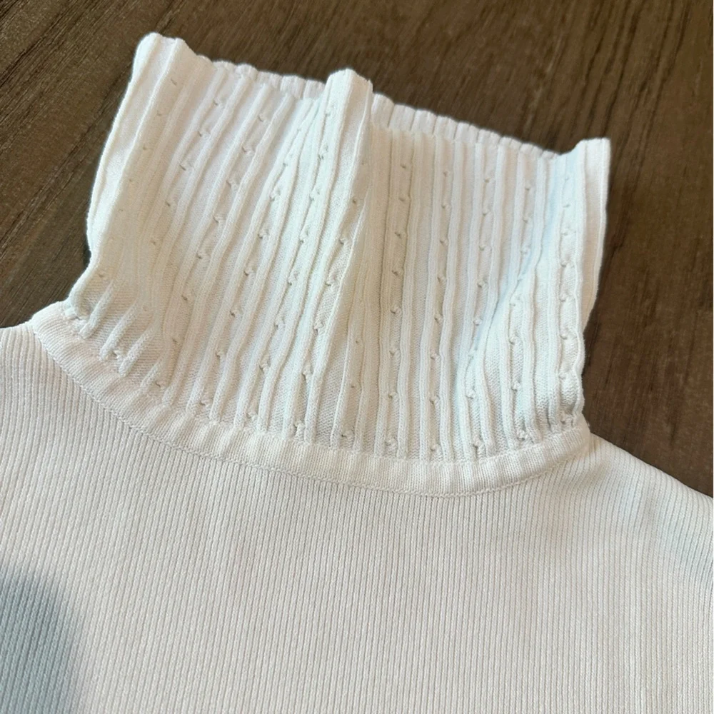 Venini Cable Knit Turtleneck Sweater Size Large Cream - Picture 3 of 7